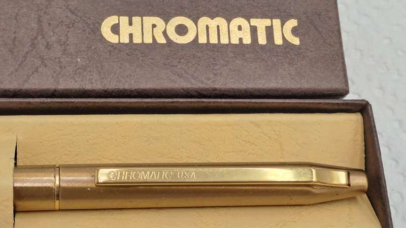 Vintage CHROMATIC Pen Double-Twist 2 Color Pen-USA ink is dry-in Box