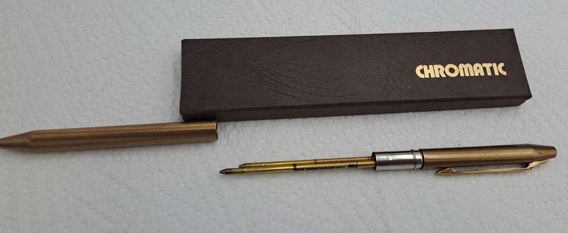 Vintage CHROMATIC Pen Double-Twist 2 Color Pen-USA ink is dry-in Box