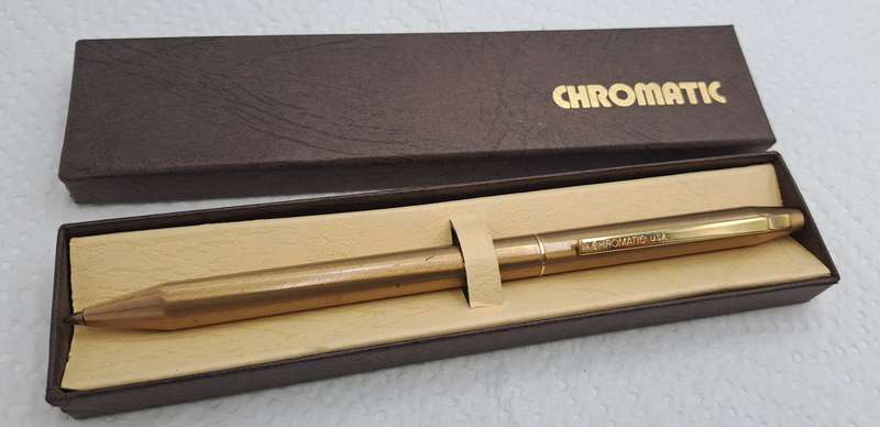 Vintage CHROMATIC Pen Double-Twist 2 Color Pen-USA ink is dry-in Box