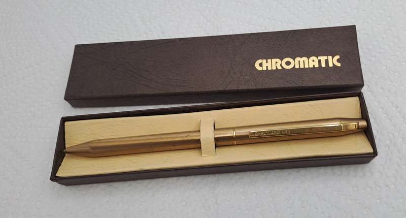 Vintage CHROMATIC Pen Double-Twist 2 Color Pen-USA ink is dry-in Box