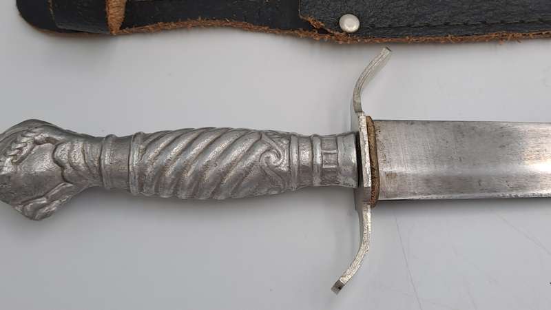 Post WW2 German Korium Hunting Knife with Leather Sheath