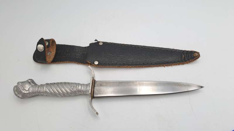 Post WW2 German Korium Hunting Knife with Leather Sheath