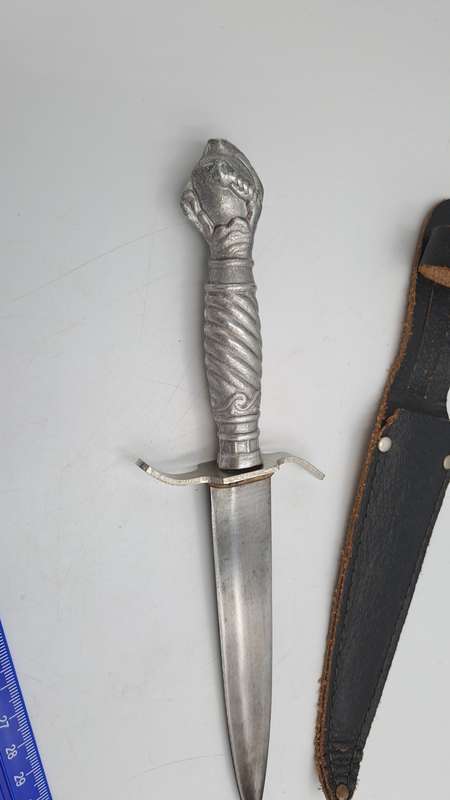 Post WW2 German Korium Hunting Knife with Leather Sheath