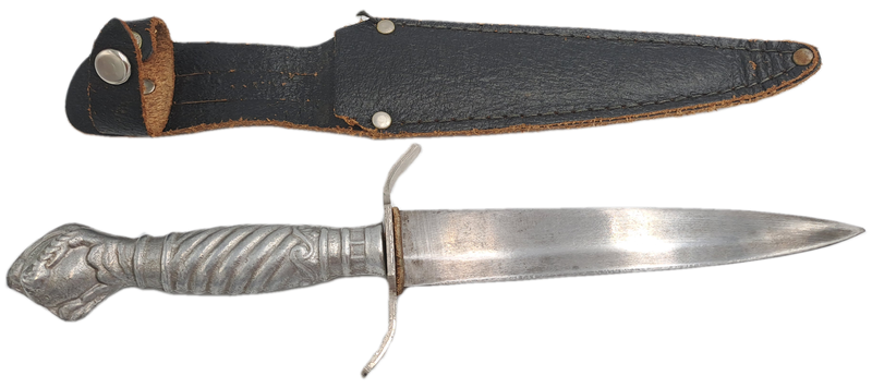 Post WW2 German Korium Hunting Knife with Leather Sheath