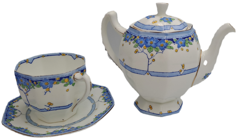 Small Royal Doulton Arvon Art Deco Teapot H3911 no 11 (Tea For One ) with one Duo