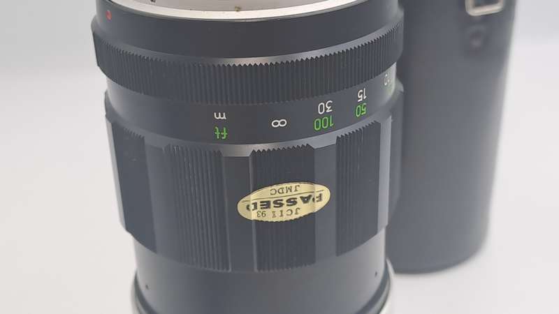 Vintage 1970 Minolta MC Tele Rokkor -QF 1:3.5 f200mm Lens in Leather Case with Caps