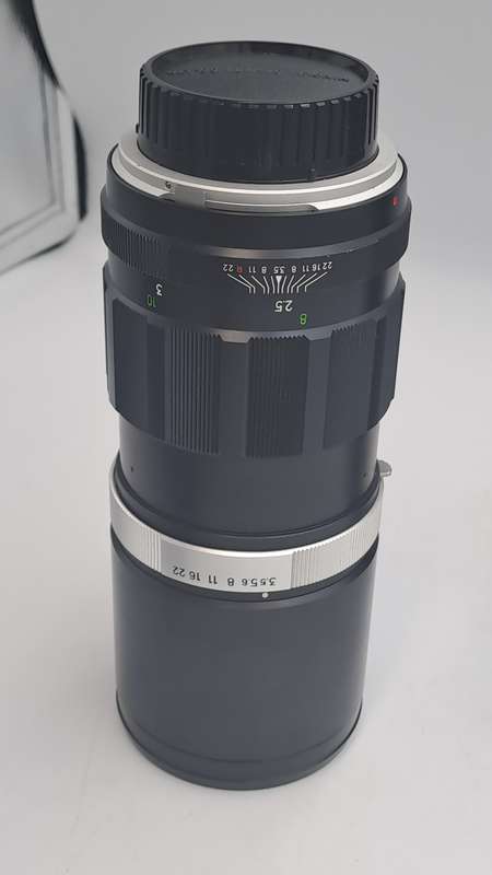 Vintage 1970 Minolta MC Tele Rokkor -QF 1:3.5 f200mm Lens in Leather Case with Caps