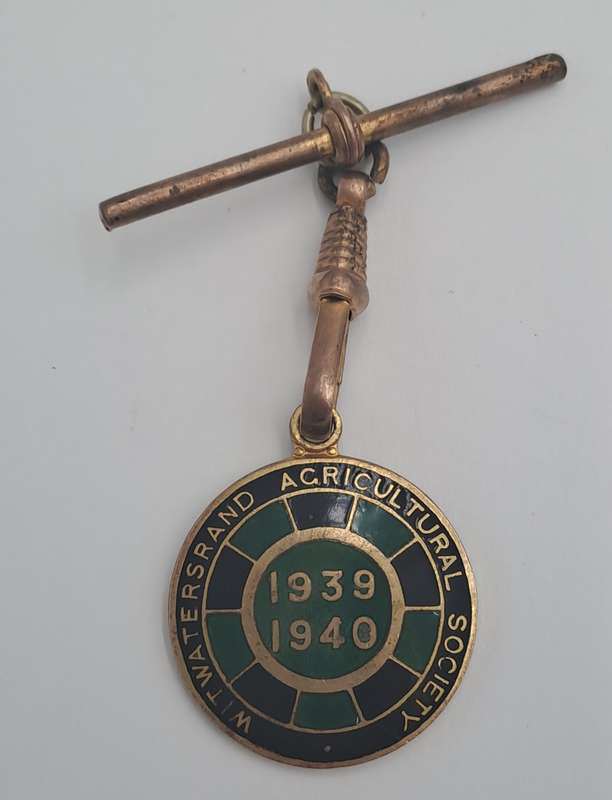 1939 and 1940 Witwatersrand Agricultural Society Medal -No 341 -Brass and Enamel -Mappin &Webb