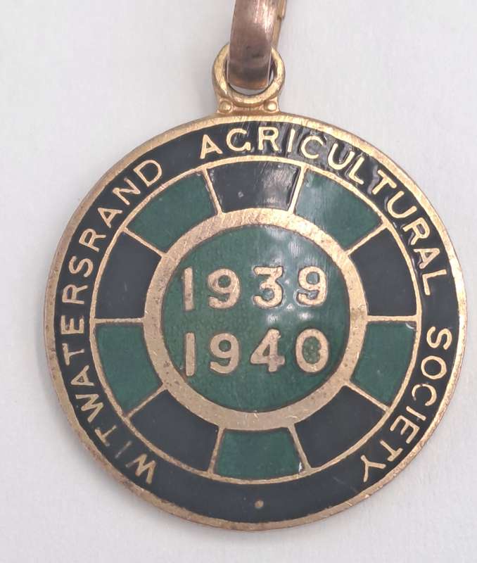 1939 and 1940 Witwatersrand Agricultural Society Medal -No 341 -Brass and Enamel -Mappin &Webb
