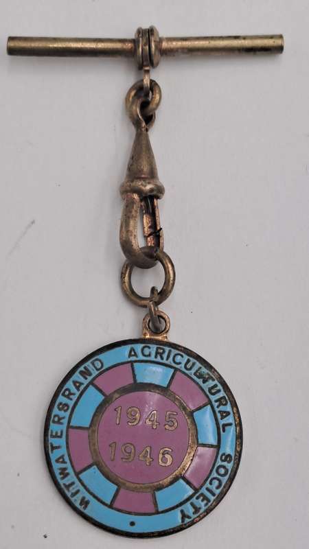 1945 and 1946 Witwatersrand Agricultural Society Medal -No 61 -Brass and Enamel -Mappin &Webb