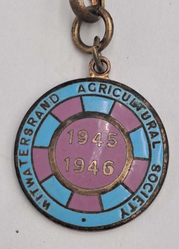 1945 and 1946 Witwatersrand Agricultural Society Medal -No 61 -Brass and Enamel -Mappin &Webb