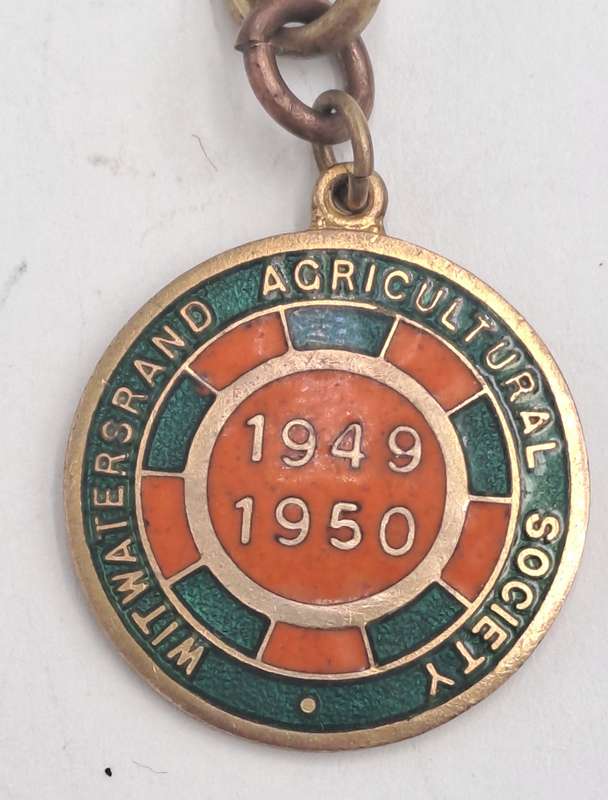 1949 and 1950 Witwatersrand Agricultural Society Medal -No 903-Brass and Enamel -Mappin &Webb