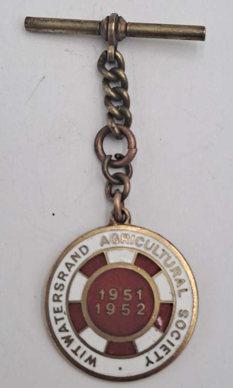 1951 and 1952 Witwatersrand Agricultural Society Medal -No 449-Brass and Enamel -Mappin &Webb