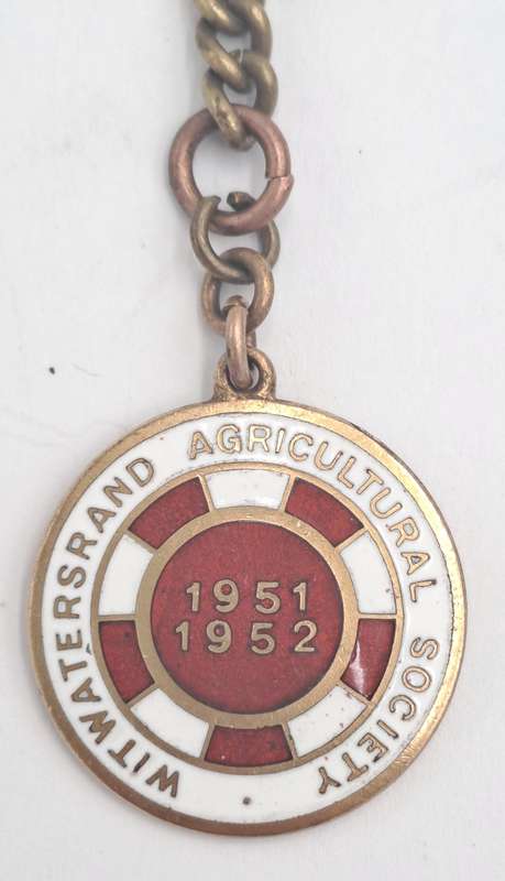 1951 and 1952 Witwatersrand Agricultural Society Medal -No 449-Brass and Enamel -Mappin &Webb