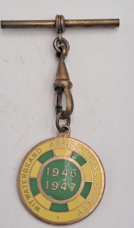 1946 and 1947 Witwatersrand Agricultural Society Medal -No 439-Brass and Enamel -Mappin &Webb