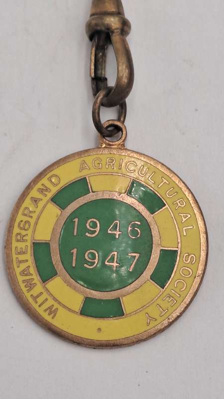 1946 and 1947 Witwatersrand Agricultural Society Medal -No 439-Brass and Enamel -Mappin &Webb