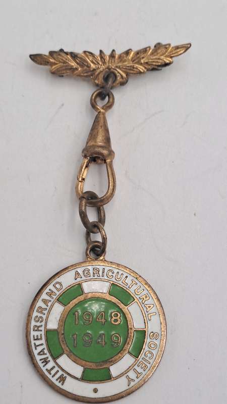 1948 and 1949 Witwatersrand Agricultural Society Medal -No 557-Brass and Enamel -Mappin &Webb