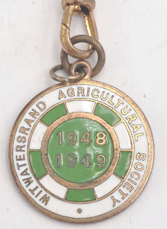 1948 and 1949 Witwatersrand Agricultural Society Medal -No 557-Brass and Enamel -Mappin &Webb