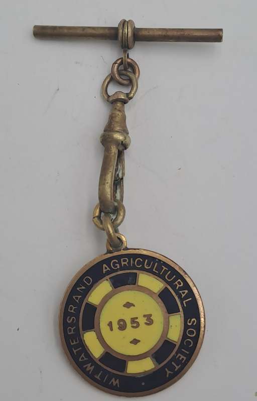 1953 Witwatersrand Agricultural Society Medal -No 129 -Brass and Enamel -Mappin &Webb