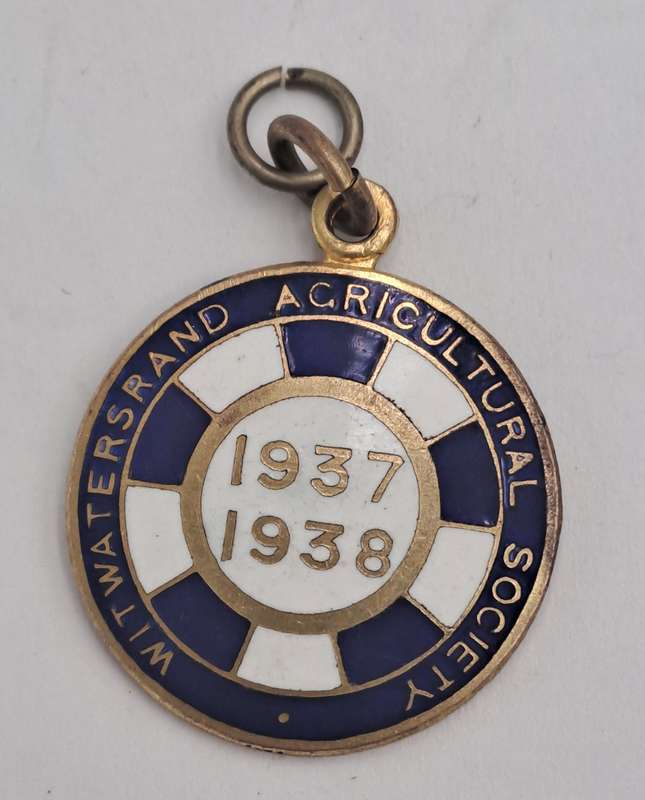 1937-1938 Witwatersrand Agricultural Society Medal -No 13 -Brass and Enamel -
