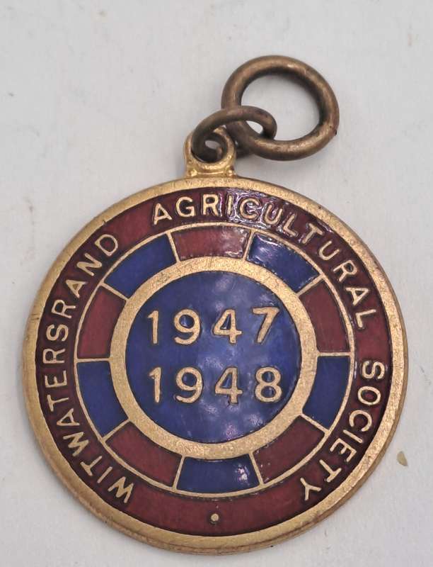 1947-1948 Witwatersrand Agricultural Society Medal -No 38-Brass and Enamel -Mappin & Webb