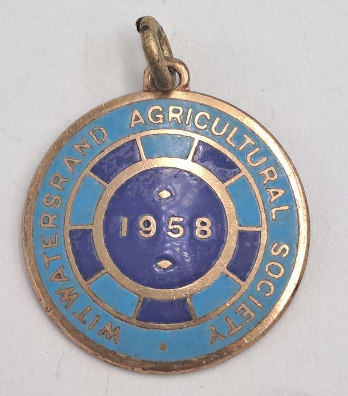 1958 Witwatersrand Agricultural Society Medal -No 762-Brass and Enamel -Mappin & Webb