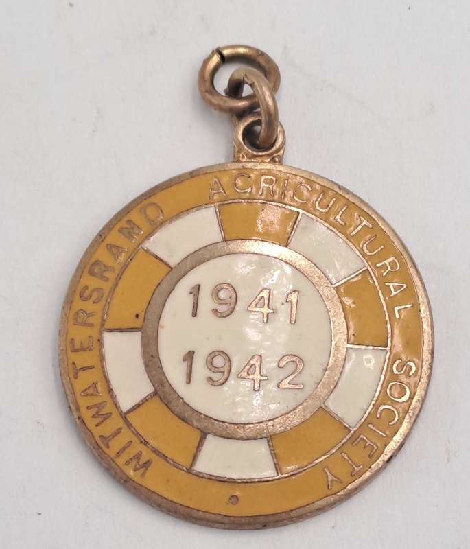 1941-1942 Witwatersrand Agricultural Society Medal -No 599-Brass and Enamel -Mappin & Webb