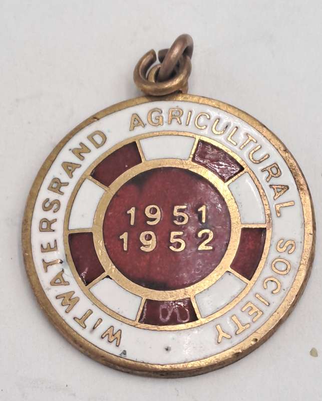 1951-1952 Witwatersrand Agricultural Society Medal -No 2468-Brass and Enamel -Mappin & Webb