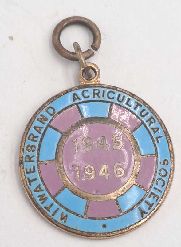 1945-1946 Witwatersrand Agricultural Society Medal -No 1037-Brass and Enamel -Mappin & Webb
