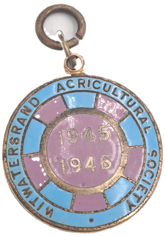 1945-1946 Witwatersrand Agricultural Society Medal -No 1037-Brass and Enamel -Mappin & Webb