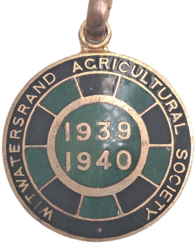 1939 and 1940 Witwatersrand Agricultural Society Medal -No 341 -Brass and Enamel -Mappin &Webb