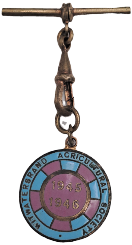 1945 and 1946 Witwatersrand Agricultural Society Medal -No 61 -Brass and Enamel -Mappin &Webb