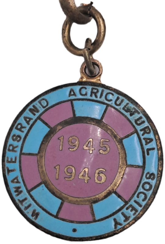 1945 and 1946 Witwatersrand Agricultural Society Medal -No 61 -Brass and Enamel -Mappin &Webb