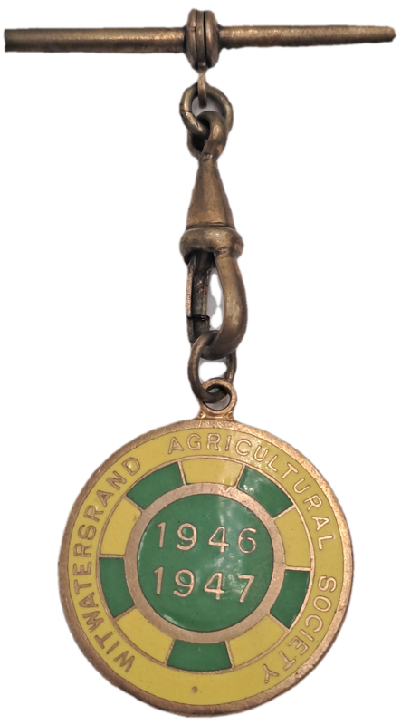 1946 and 1947 Witwatersrand Agricultural Society Medal -No 439-Brass and Enamel -Mappin &Webb