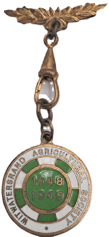 1948 and 1949 Witwatersrand Agricultural Society Medal -No 557-Brass and Enamel -Mappin &Webb
