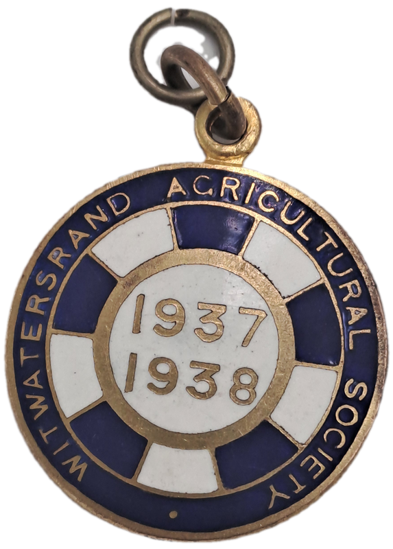 1937-1938 Witwatersrand Agricultural Society Medal -No 13 -Brass and Enamel -