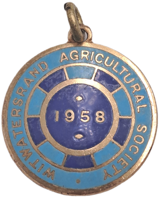 1958 Witwatersrand Agricultural Society Medal -No 762-Brass and Enamel -Mappin & Webb