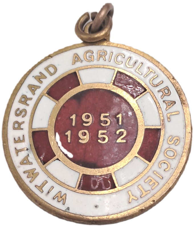 1951-1952 Witwatersrand Agricultural Society Medal -No 2468-Brass and Enamel -Mappin & Webb