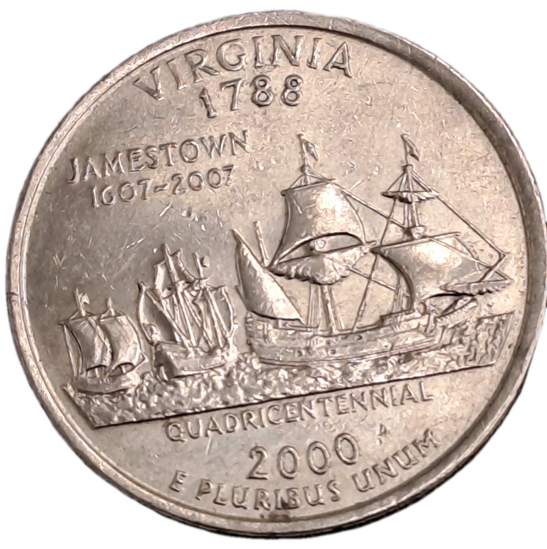 4 x 2000 USA ¼ Dollars Washington Quarter -Massachusetts-South Carolina-Virginia-Maryland