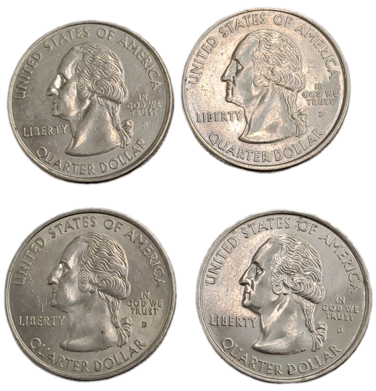 4 x 2000 USA ¼ Dollars Washington Quarter -Massachusetts-South Carolina-Virginia-Maryland