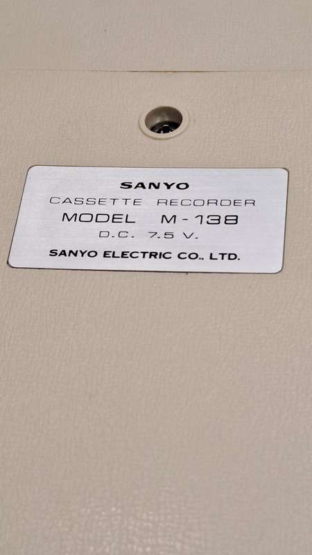 Vintage Sanyo Cassette Recorder Model M-138 with Mic & Leather Cover-Very Good Condition
