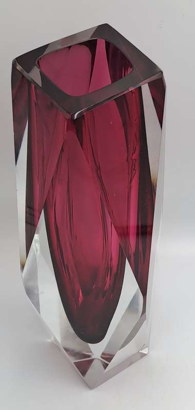 Vintage 1970's Murano Vase -Large and Heavy Glass Made in  Italy