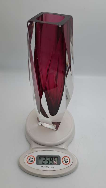 Vintage 1970's Murano Vase -Large and Heavy Glass Made in  Italy