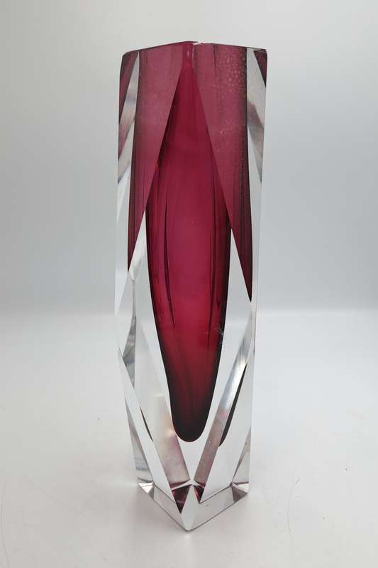 Vintage 1970's Murano Vase -Large and Heavy Glass Made in  Italy