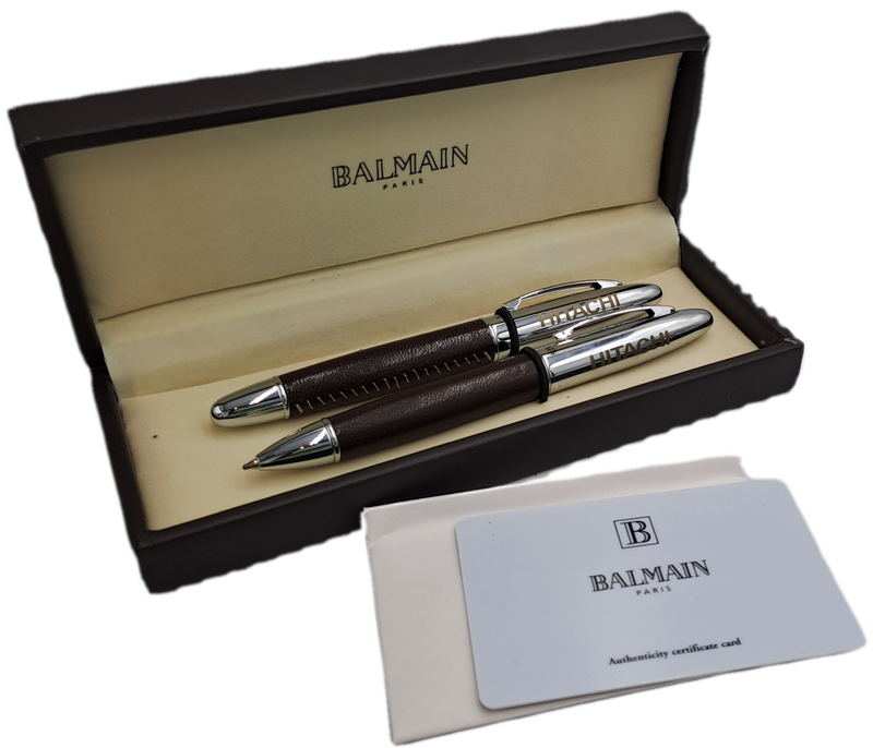 Pre-Owned Balmain pen set in case-One needs new Refill -Made in Paris France-Branded