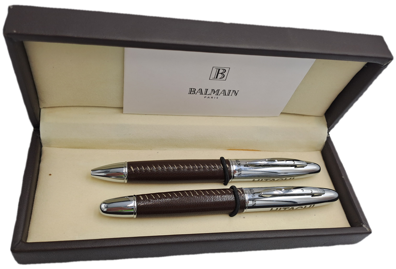 Pre-Owned Balmain pen set in case-One needs new Refill -Made in Paris France-Branded
