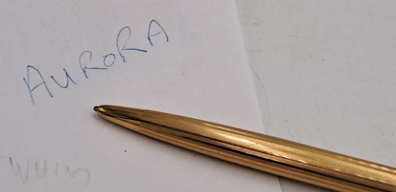 Vintage Aurora Gold Tone Ball Pen -Medium INOX Refill In Hard Case-