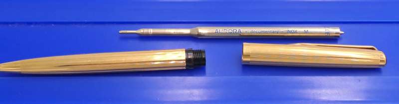 Vintage Aurora Gold Tone Ball Pen -Medium INOX Refill In Hard Case-