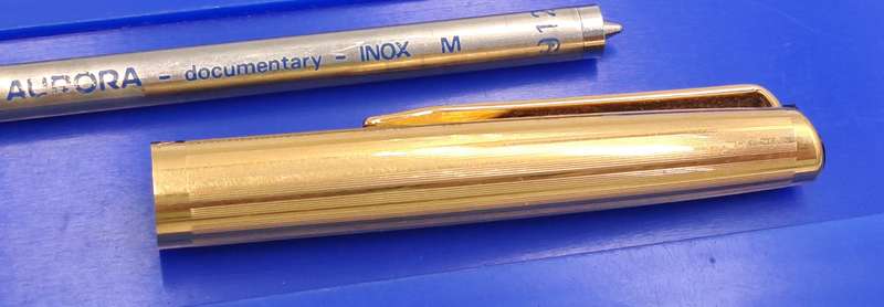 Vintage Aurora Gold Tone Ball Pen -Medium INOX Refill In Hard Case-