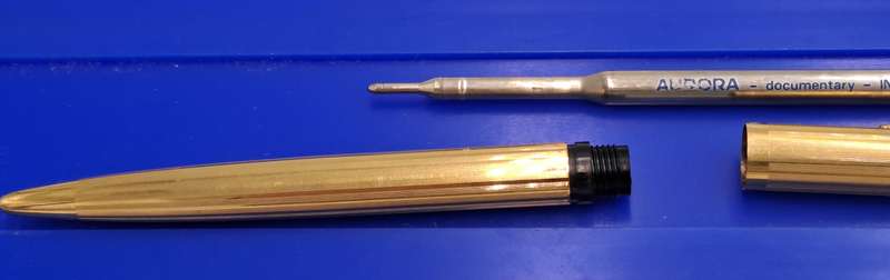 Vintage Aurora Gold Tone Ball Pen -Medium INOX Refill In Hard Case-